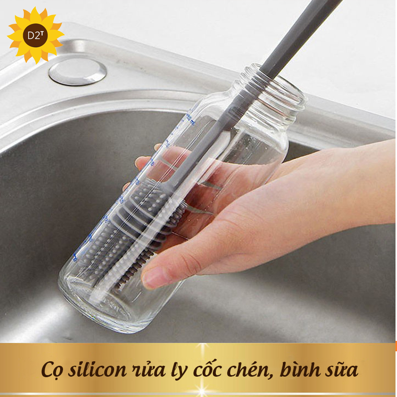 Cọ silicon rửa ly cốc chén, bình sữa đa năng tiện lợi
