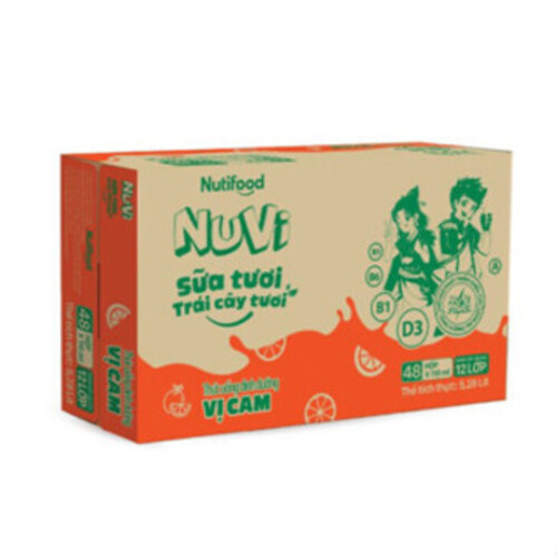 NutifoodThùng 48 hộp 110ml sữa trái cây tươi vị cam nho Nuvi