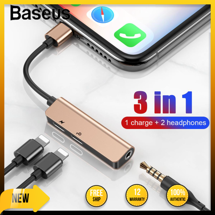 Bộ chuyển cổng Lightning sang Dual Lightning + Audio AUX 3.5mm Baseus L52 cho iPhone/ iPad