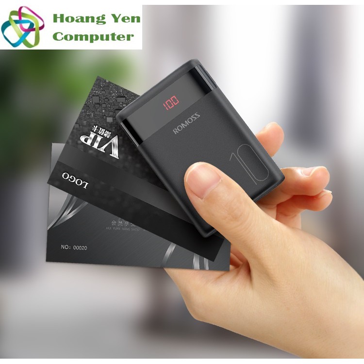 Sạc dự phòng mini romoss pas10 10000mah 2 cổng in màn hình led - bh 1 năm - hoàng yến computer