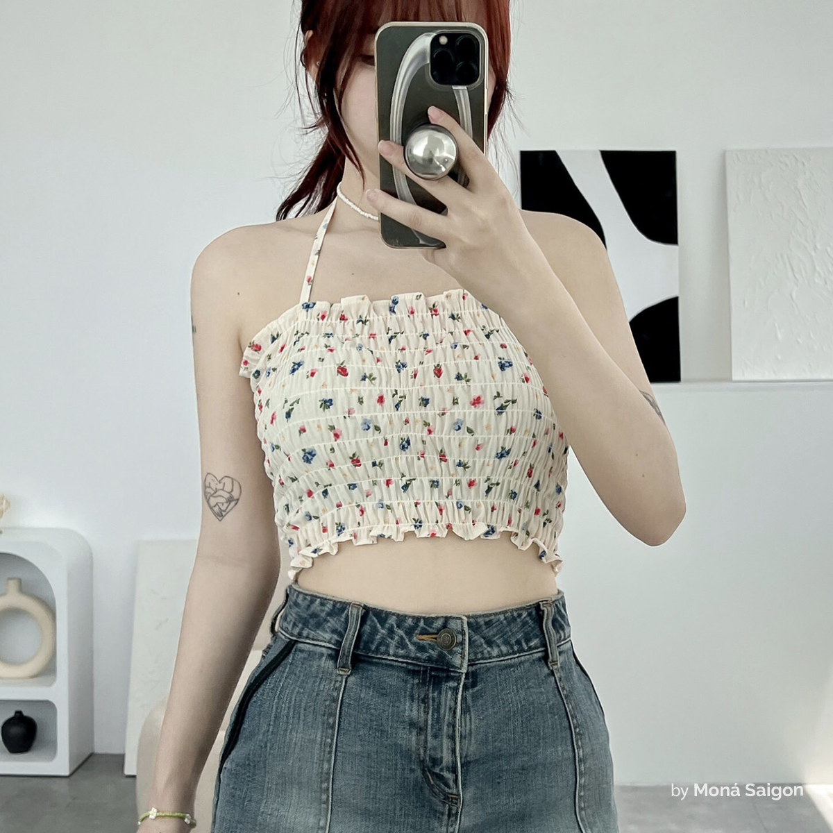Áo croptop hoa nhí moná - zina