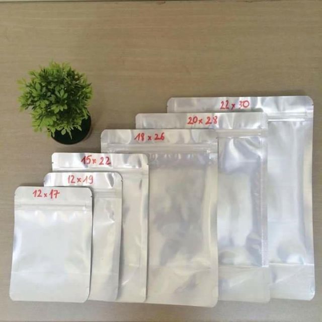10 túi zip bạc mặt trong mặt bạc đủ các size - 12x17