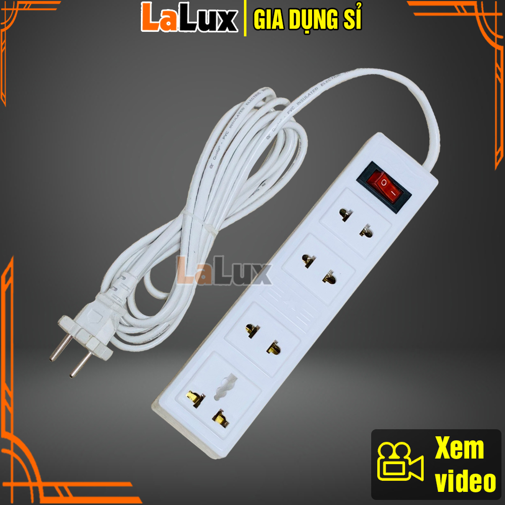 Ổ Cắm Điện Đa Năng 4 Phích Cắm, Có Công Tắc, Dây 3 Mét - Ổ Cắm Điện Chịu Nhiệt , Ổ Cắm Điện Thông Minh , Phích Cắm Điện Chống Giật