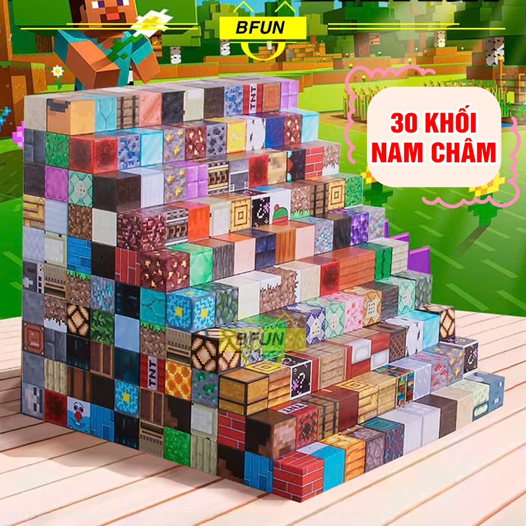 Đồ Chơi Minecraft Nam Châm Khối Xây Dựng Mô Hình - Đồ Chơi Lắp Ráp Từ Tính Cho Bé Trai , Bé Gái Quà Tặng Bfun