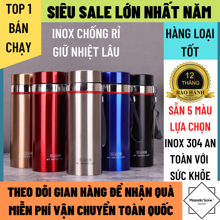 Bình Giữ Nhiệt Inox Dung Tích 1000ml Chống Rỉ, Thời Gian Giữ Nhiệt Lâu, An Toàn Với Sức Khỏe - BÌNH GIỮ NHIỆT LY GIỮ NHIỆT NÓNG,LẠNH - GIỮ NHIỆT TRÊN 18H