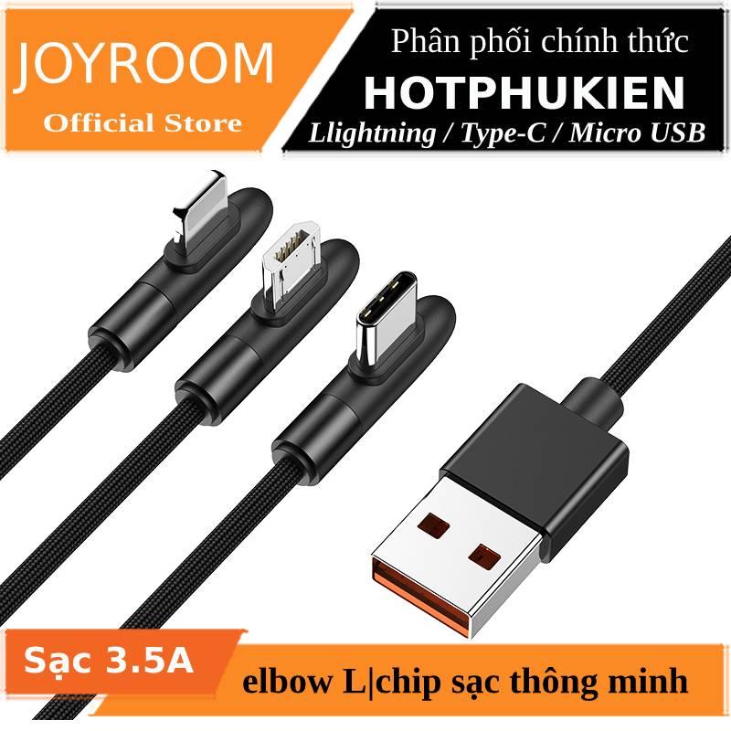 Dây cáp sạc nhanh 3a 3 in 1 llightning / type-c / micro usb hiệu joyroom s-m98k dành cho game thủ đầu cắm 90 độ - phân phối bởi hot