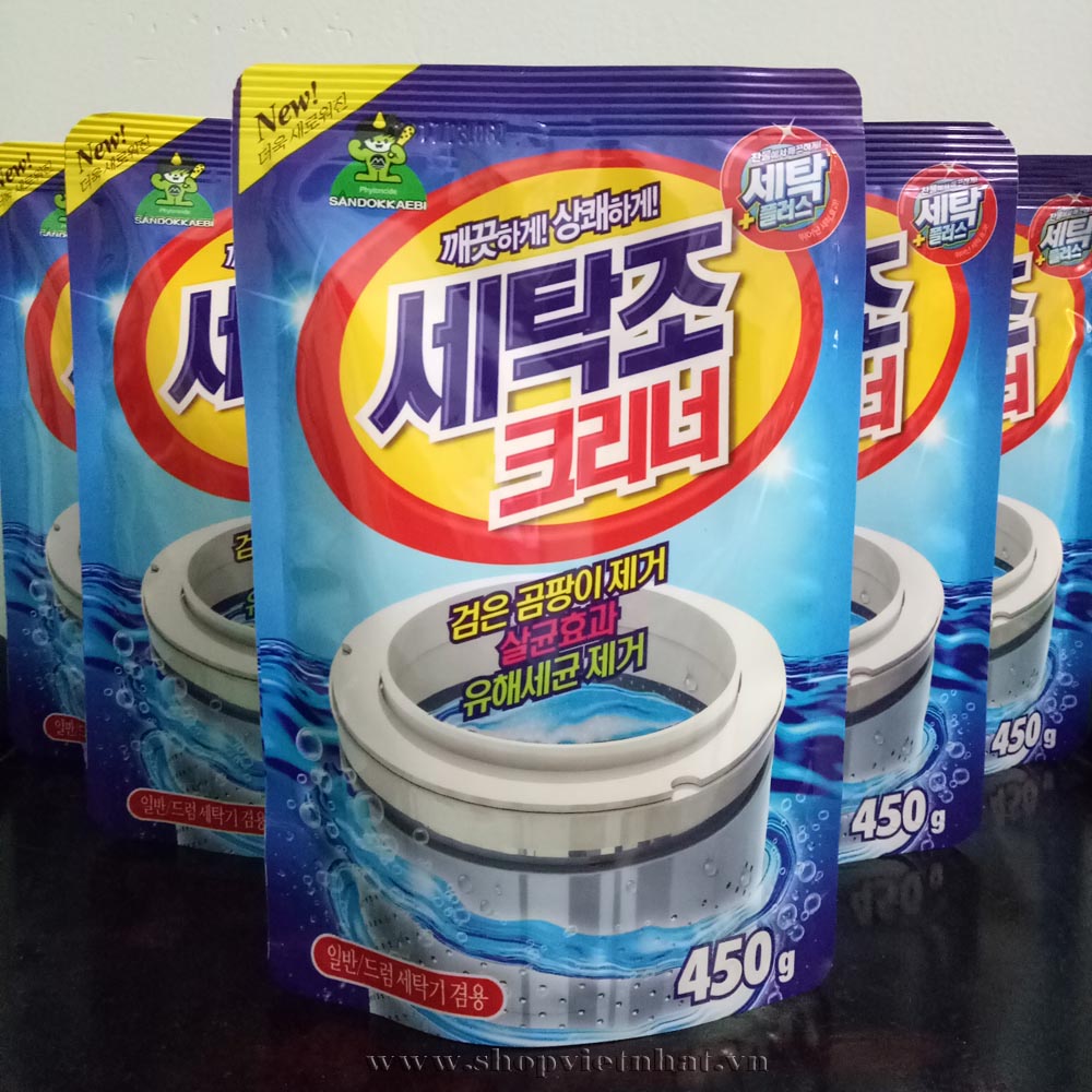 Bột tẩy lồng máy giặt Sandokkaebi Hàn Quốc siêu sạch - Gói bột tẩy vệ sinh lồng máy giặt Sandokkaebi 450ml Hàn Quốc