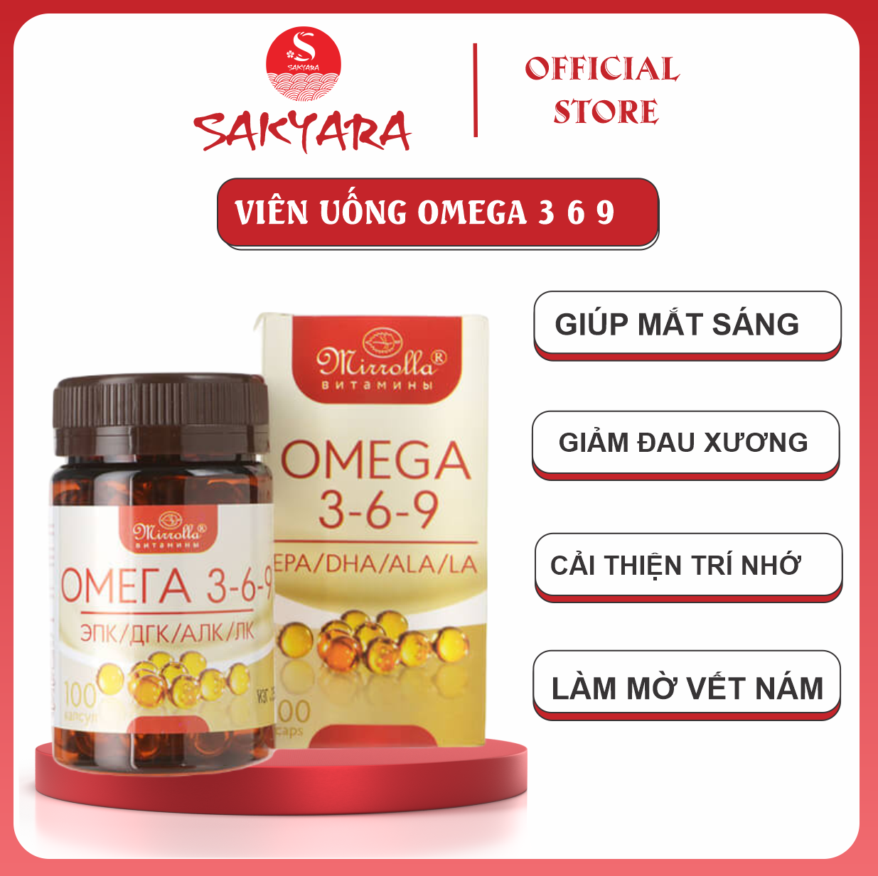 freeship+quà15k Viên uống Omega 369 Mirrolla Nga lọ 100 viên
