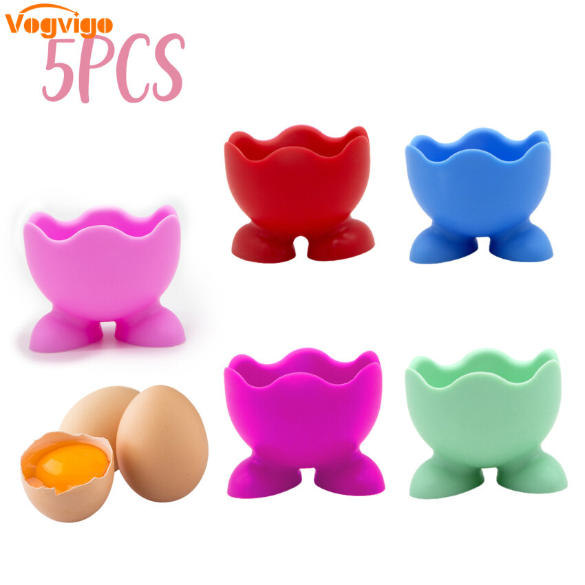 5Pcs Silicone Egg Cup Holders Colored Soft Creative Serving Cups for