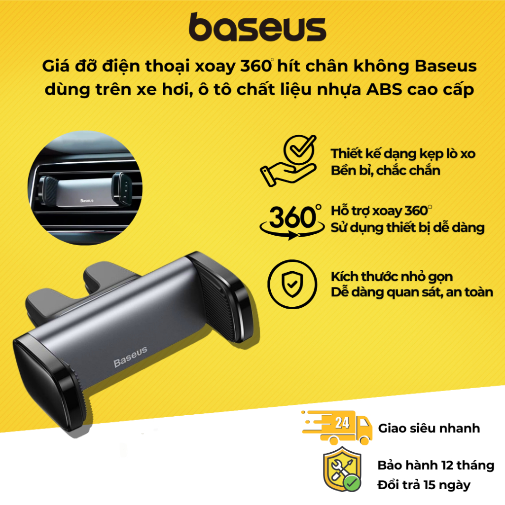 Bộ đế giữ điện thoại dùng cho xe hơi Baseus Steel Cannon Air Outlet Car Mount