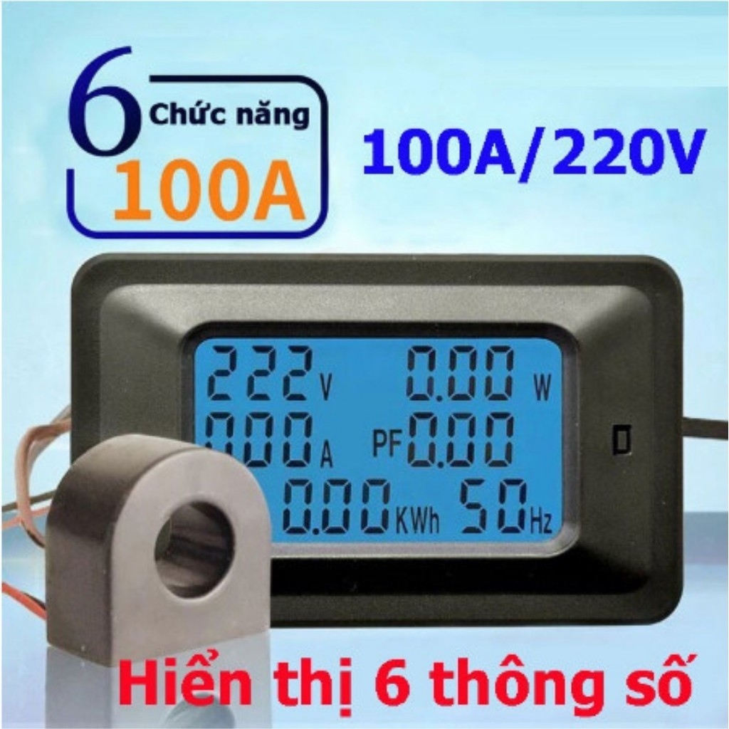 Công tơ điện tử 1 pha 100A-220V 6 thông số thiết bị đo công suất điện áp cường độ dòng điện - CHẤT LƯỢNG CAO