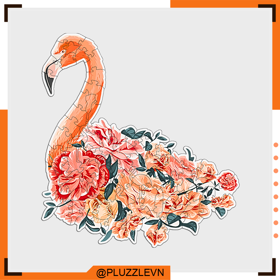 Pluzzle bộ xếp hình gỗ đồ chơi puzzle ghép hình con vật độc đáo - hồng hạc - pz042