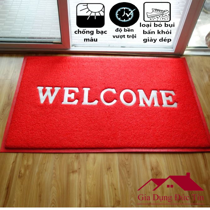 Thảm Chùi Chân Nhựa Welcome 60x90cm. Thảm Lau Chân Chống Trơn Trượt. Thảm trải sàn, thảm lót sàn.