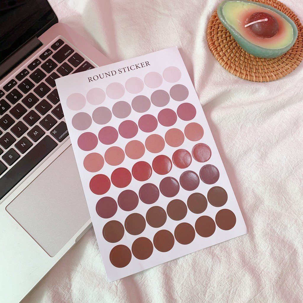 Bộ 48 sticker dán hình tròn nhiều màu, nhãn dán dot dán Bullet journal, Planner