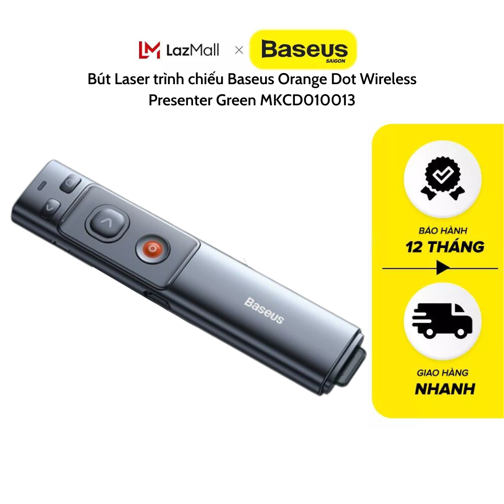 Bút Laser trình chiếu Baseus Orange Dot Wireless Presenter Green Laser [HÀNG CHÍNH HÃNG] - MKCD01001
