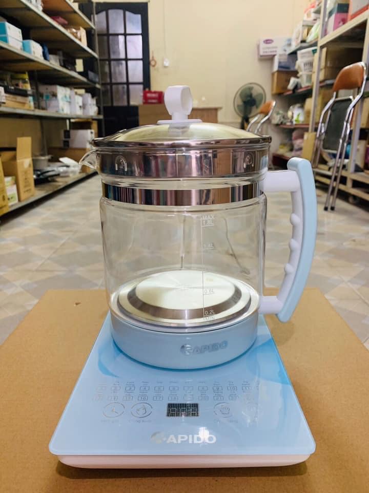 ấm điện siêu tốc đa năng Rapido RMK0818-S  với 10 chế độ nấu tự động ( Ấm siêu tốc, Pha trà, Nấu mì, lẩu, Nấu chậm, Sắc thuốc bắc, làm sữa chua, chưng yến...)