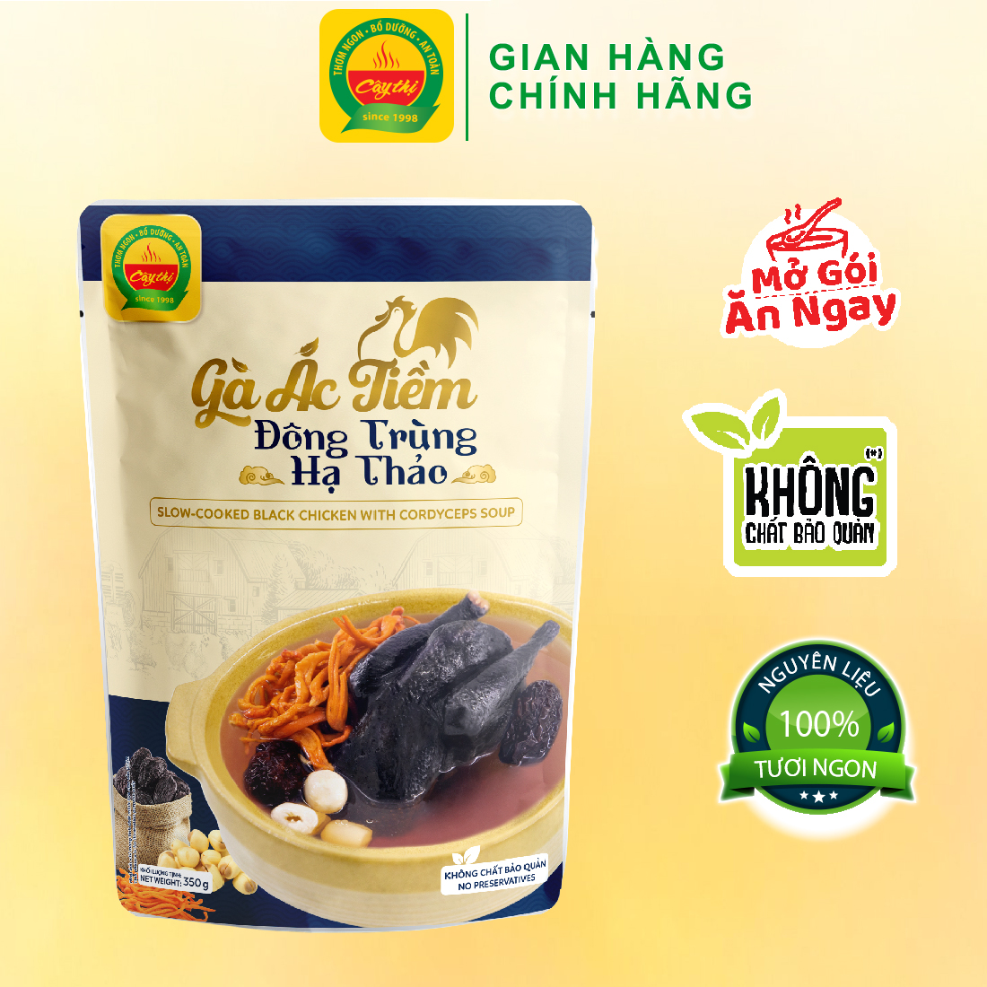 Gà ác tiềm đông trùng hạ thảo cây thị 350g