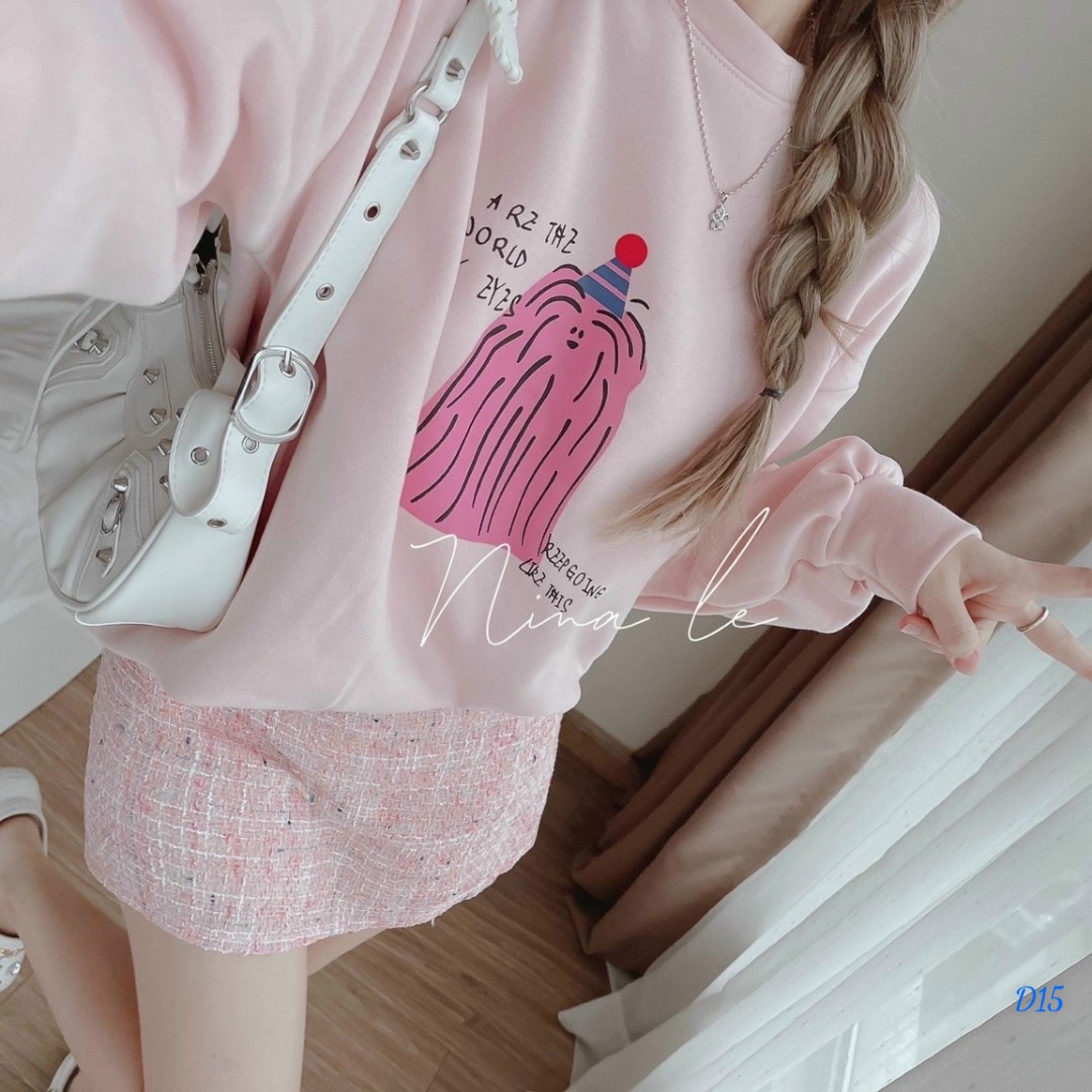 Set aó nỉ váy dạ cực xinh, thiết kế siêu sang trọng, phối màu trẻ trung, tôn dáng cho các nàng up