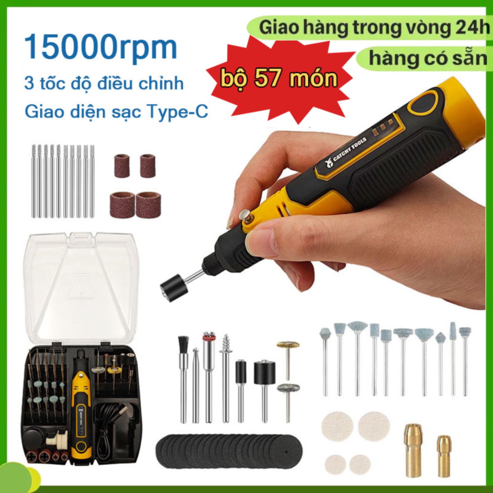 Máy mài khuôn, mài đánh bóng mini, 3 chế độ 5000-10000-15000rpm máy mài cầm tay khoan cắt, cắt, khắc, phay, mài, vẽ, cắt tỉa, đánh bóng, tháo và khoan
