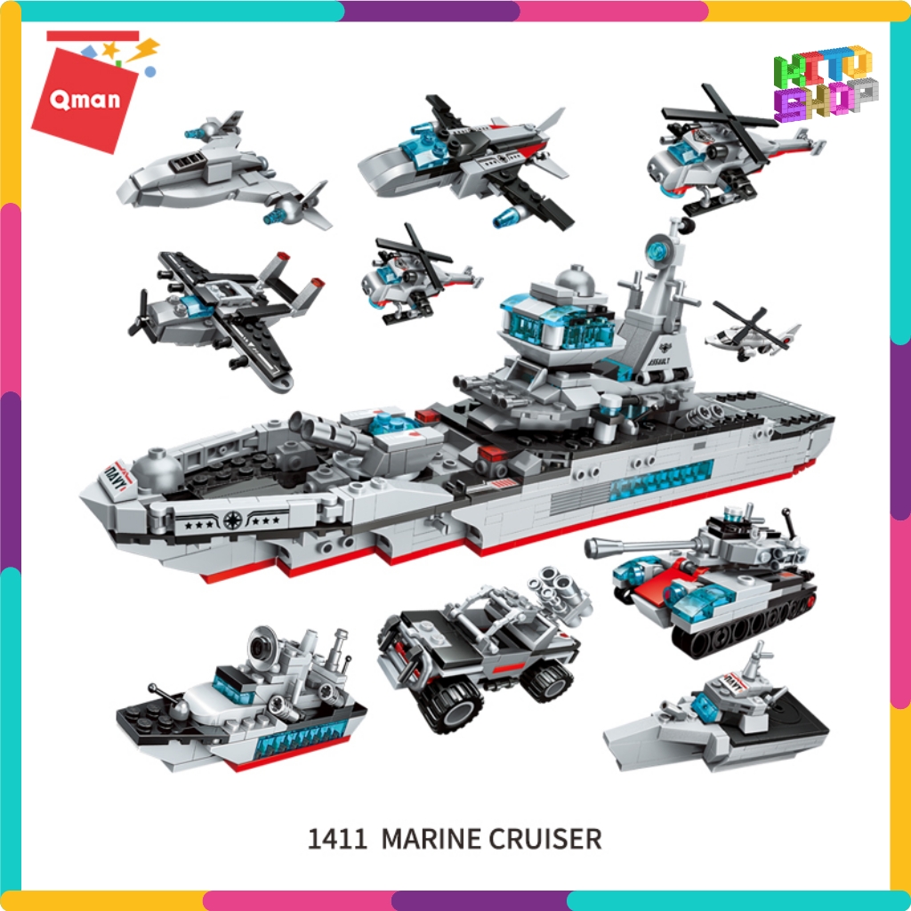 Bộ Đồ Chơi Xếp Hình Thông Minh Lego Qman 710 Miếng Ghép - Tàu Tuần Dương Biển 1411 Cho Trẻ Từ 6 Tuổi