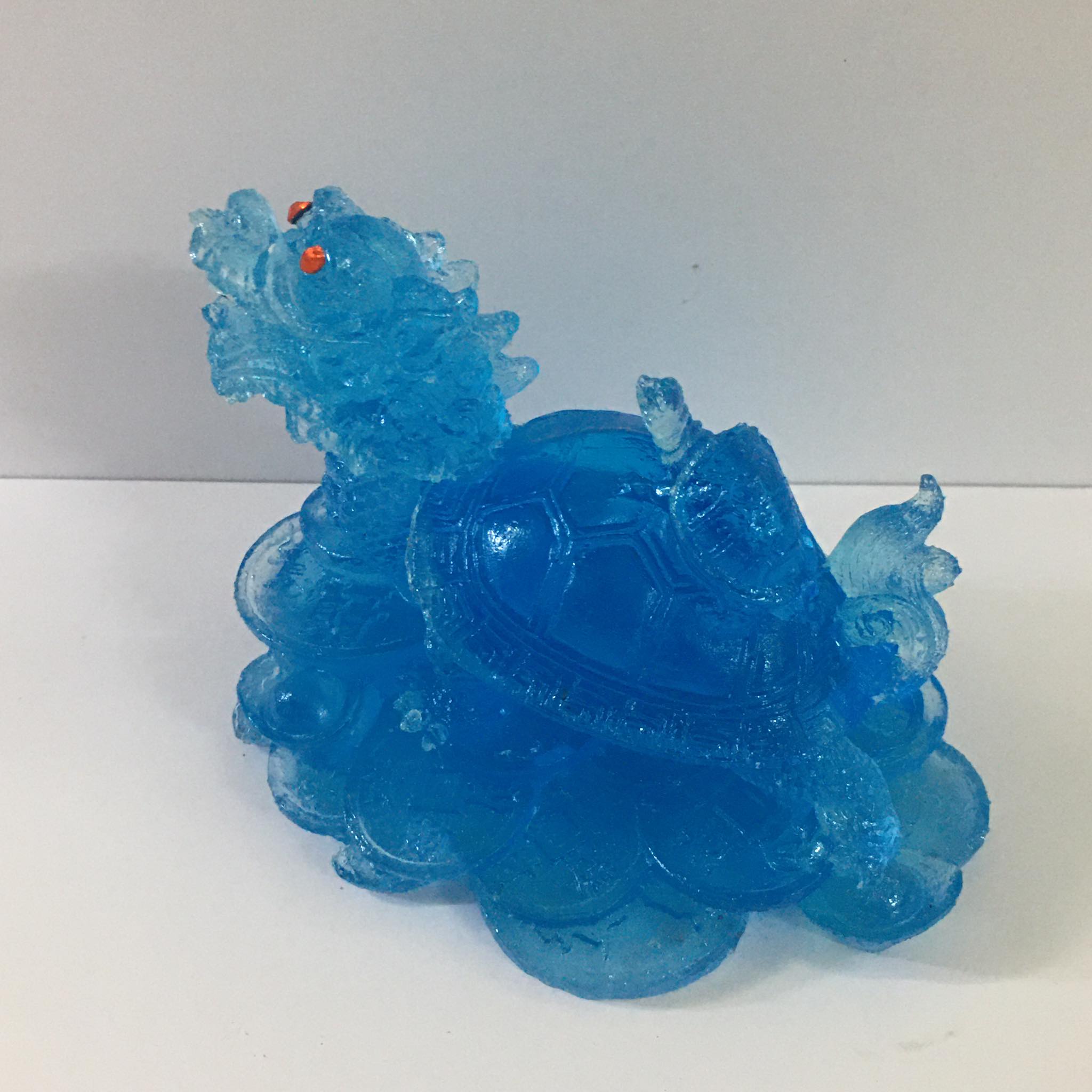 Tượng long quy mang tài lộc dài 12 cm màu xanh dương