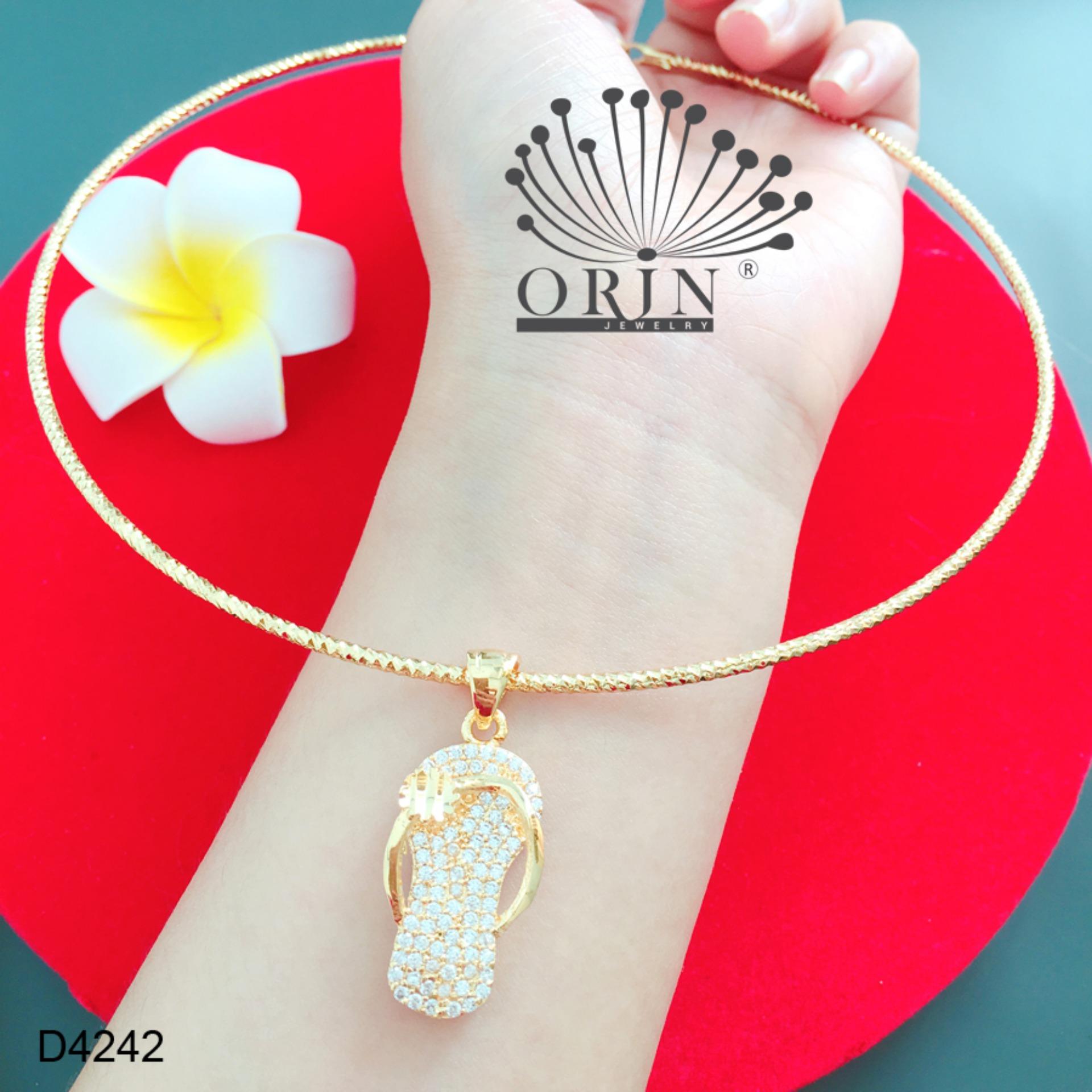 Kiềng cổ dạng nhuyễn bền màu mặt chiếc dép đính đá thiết kế cao cấp Orin D4242 - Long Tien