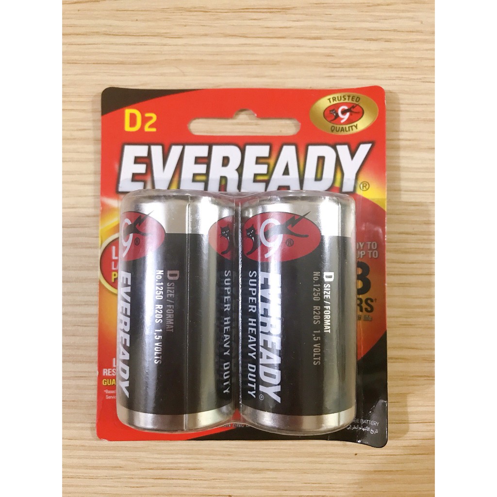 Pin eveready super heavy duty 1250 bp2 d vỉ 2 vi&ecirc;n