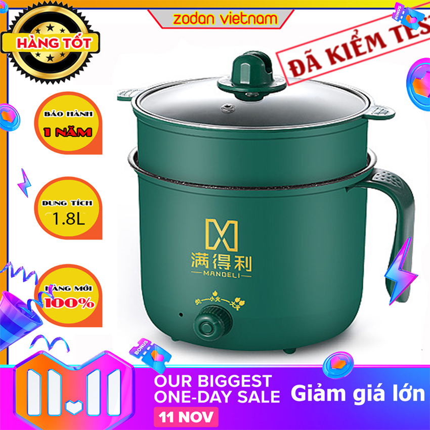 Ca nấu mì đa năng loại mới 2023 ca nấu mì siêu tốc, lẩu điện mini chống dính tặng kèm xửng hấp siêu xinh nồi cơm điện mini nồi điện đa năng nồi lẩu điện nồi điện mini noi lau đa năng
