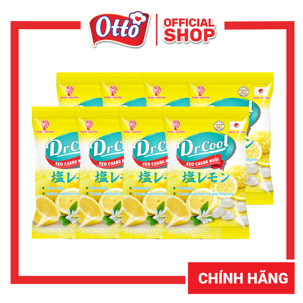 Chuẩn nhật bản combo 8 gói kẹo chanh muối drcool 110g | đồ ăn vặt