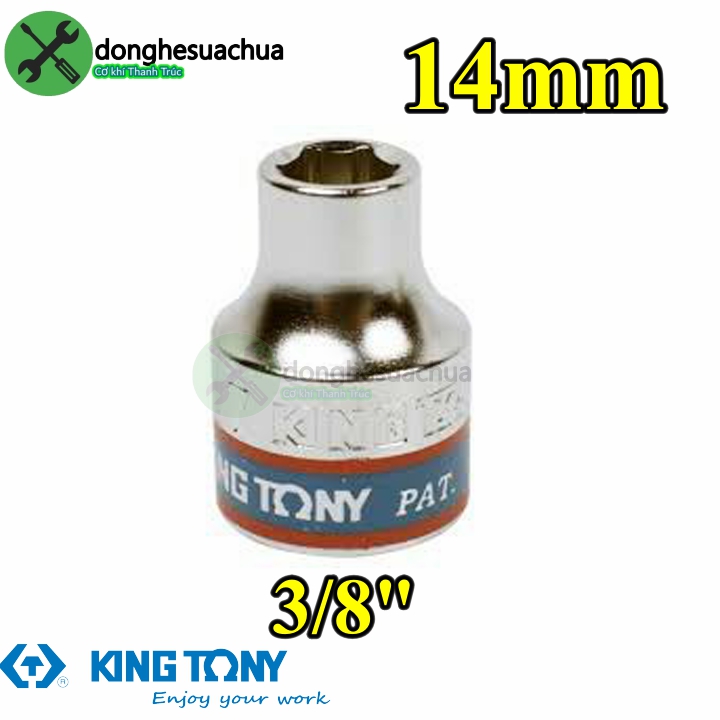 Tuýp 14mm loại 3/8 có 6 cạnh màu trắng loại ngắn kingtony 333514m