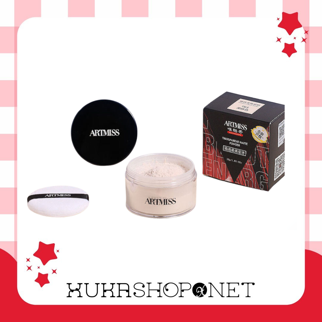 Phấn phủ bột kiềm dầu Artmiss Transparent Matte Powder kiểm soát dầu, giữ nền lâu trôi 30g