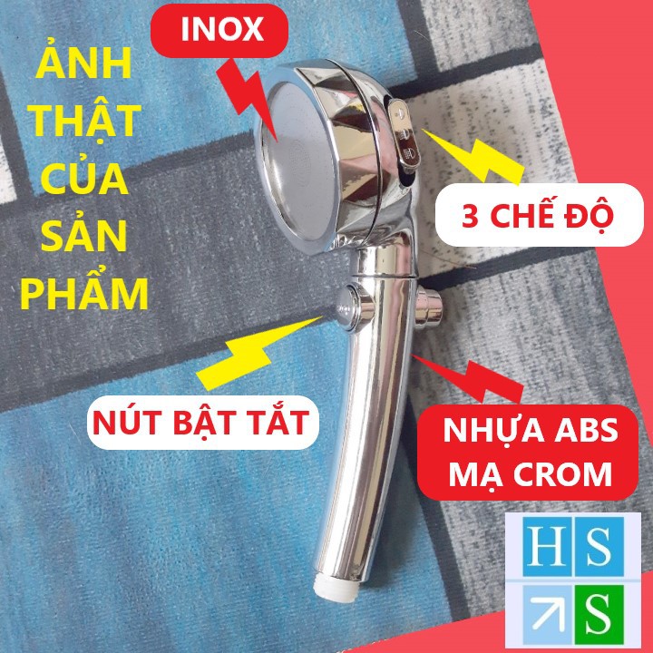 ĐẦU VÒI SEN tắm nóng lạnh cao cấp mạ CROM bát vòi tắm tăng áp mặt Inox kèm nút tắt mở với 03 chế độ nước