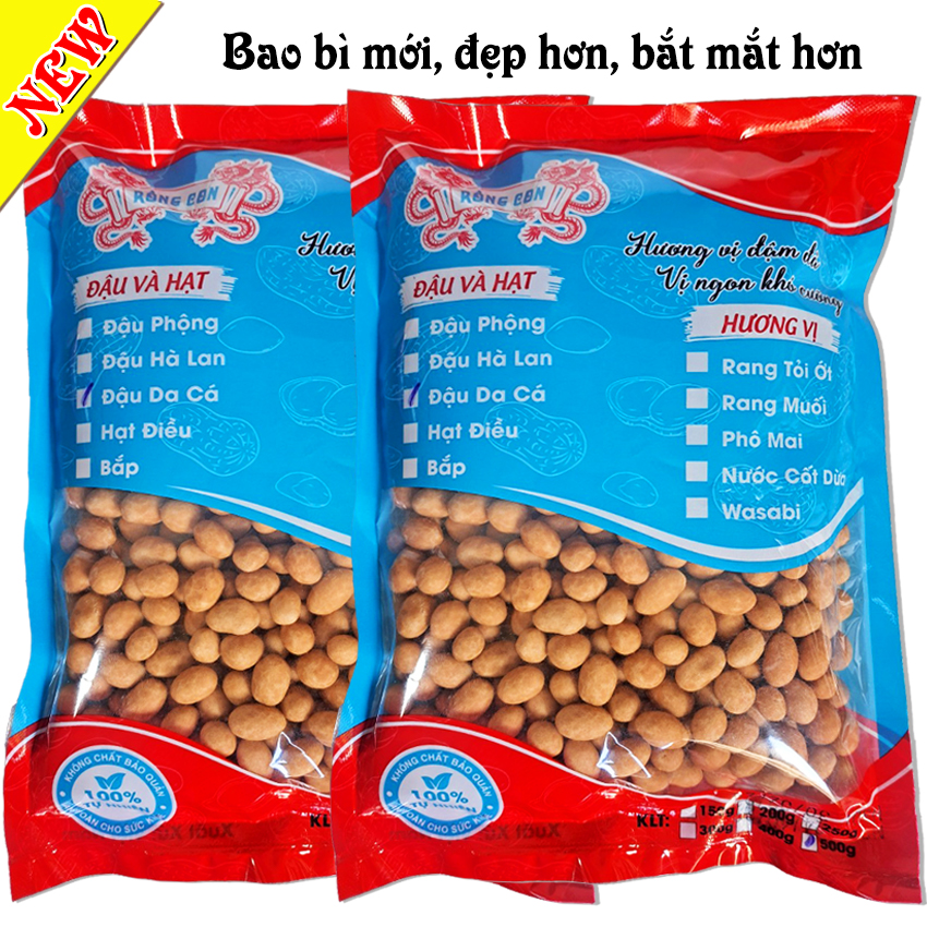 1Kg Đậu Phộng Nước Cốt Dừa (2 Túi) Rồng Con - Đồ ăn vặt HOT giòn xốp béo thơm ngon