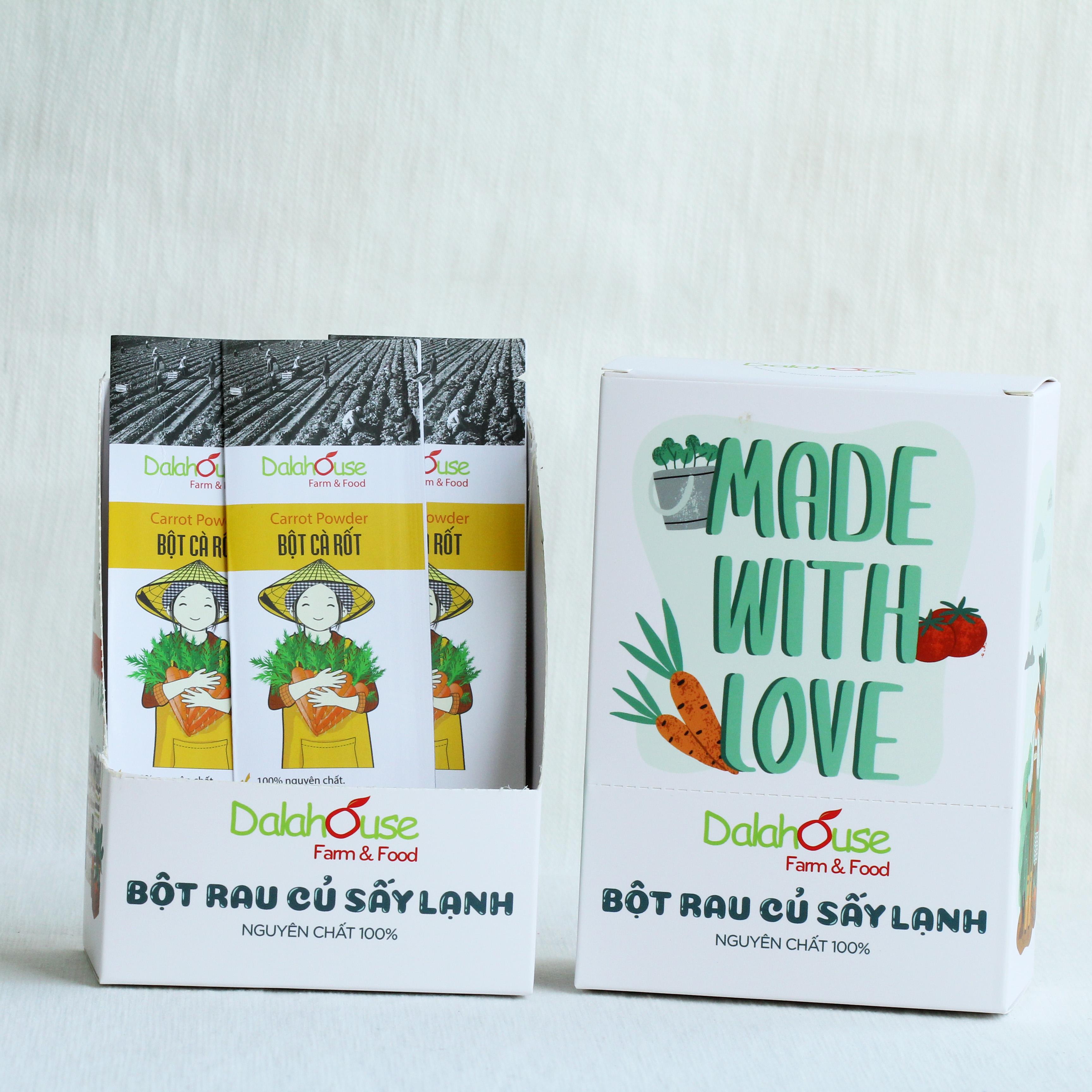 Bột cà rốt sấy lạnh Dalahouse gói 10gr - Bột rau củ tạo màu, bột rau hữu cơ cho bé ăn dặm. Date 2022