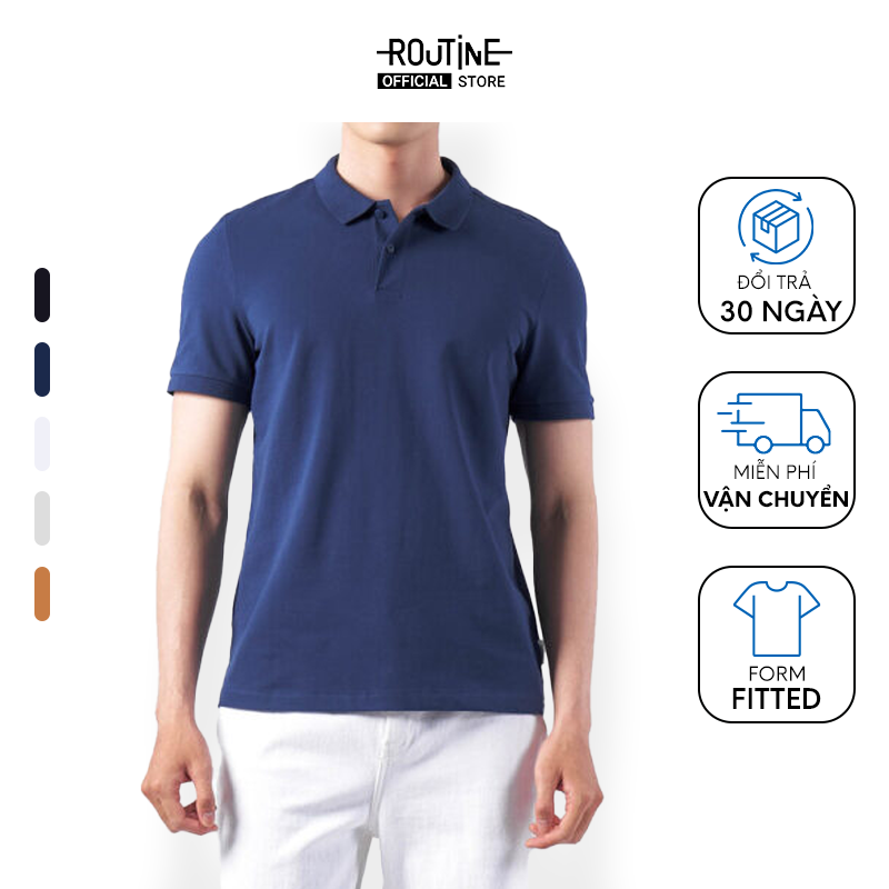 Áo polo nam spandex trơn form fitted - routine 10s21pol001cr2