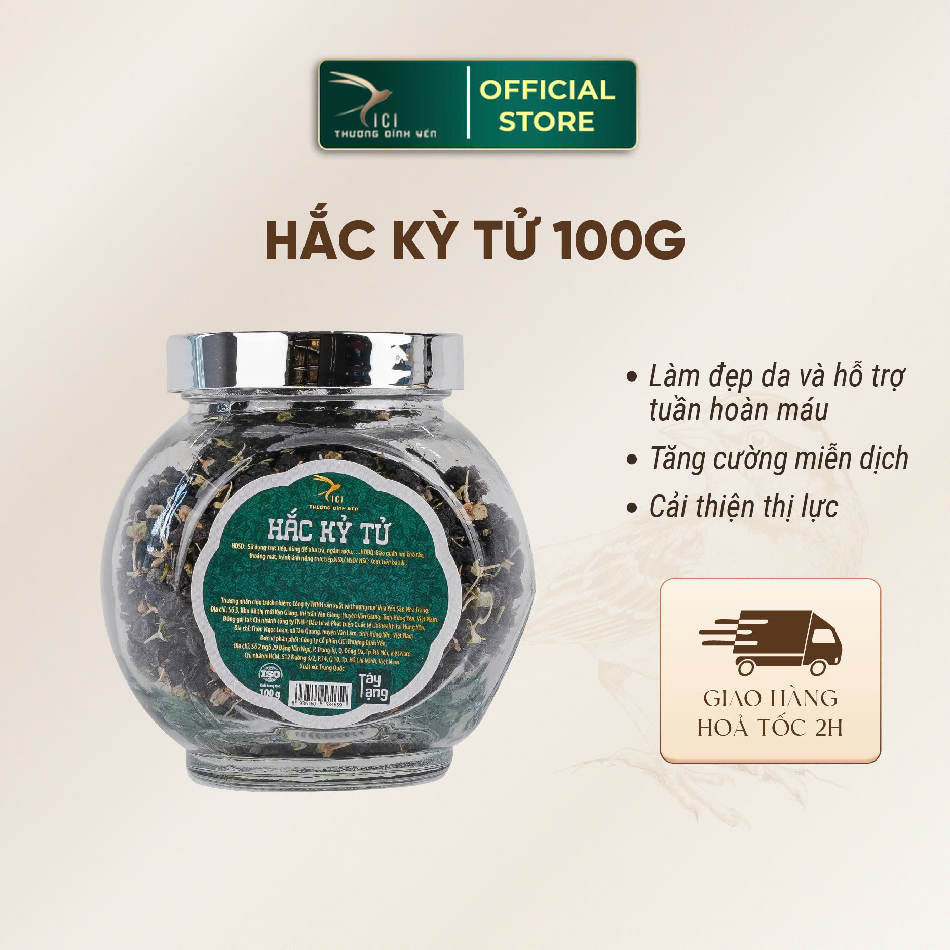 Hắc Kỳ Từ VIP CiCi Thượng Đỉnh Yến Lọ 100g Nguyên Chất Thanh Nhiệt Giải Độc Tăng Cường Sức Khỏe