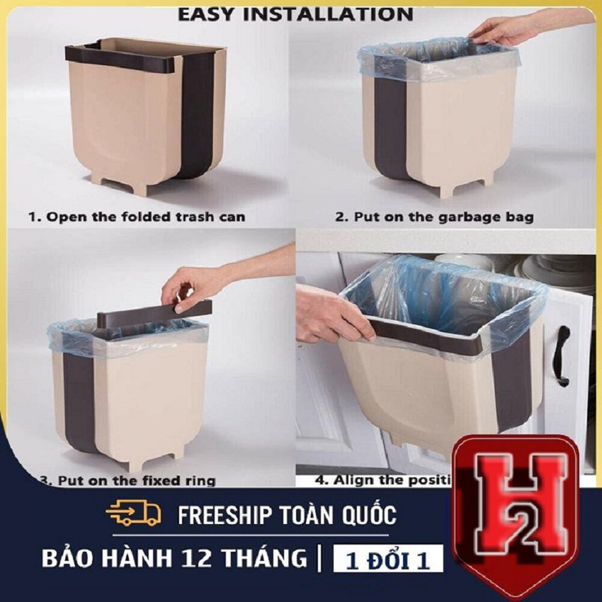 Thùng rác kẹp tủ vn01, thùng rác treo, siêu tiện ích, có thể gấp gọn, thùng rác thông minh nhà bếp