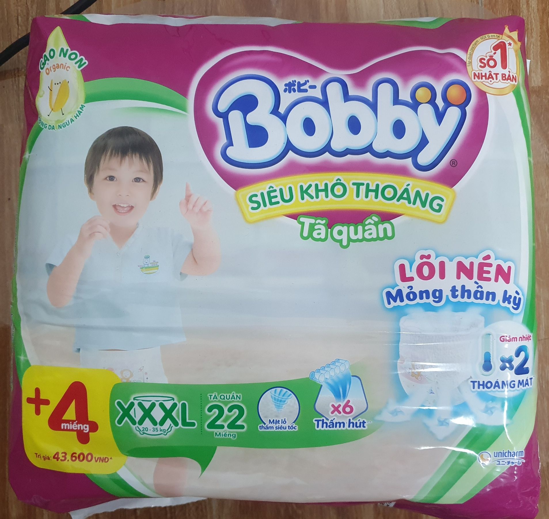 Tã Bỉm Quần Bobby xxxl 22/29 Siêu phẩm mới Gạo Non Dành Cho Em Bé