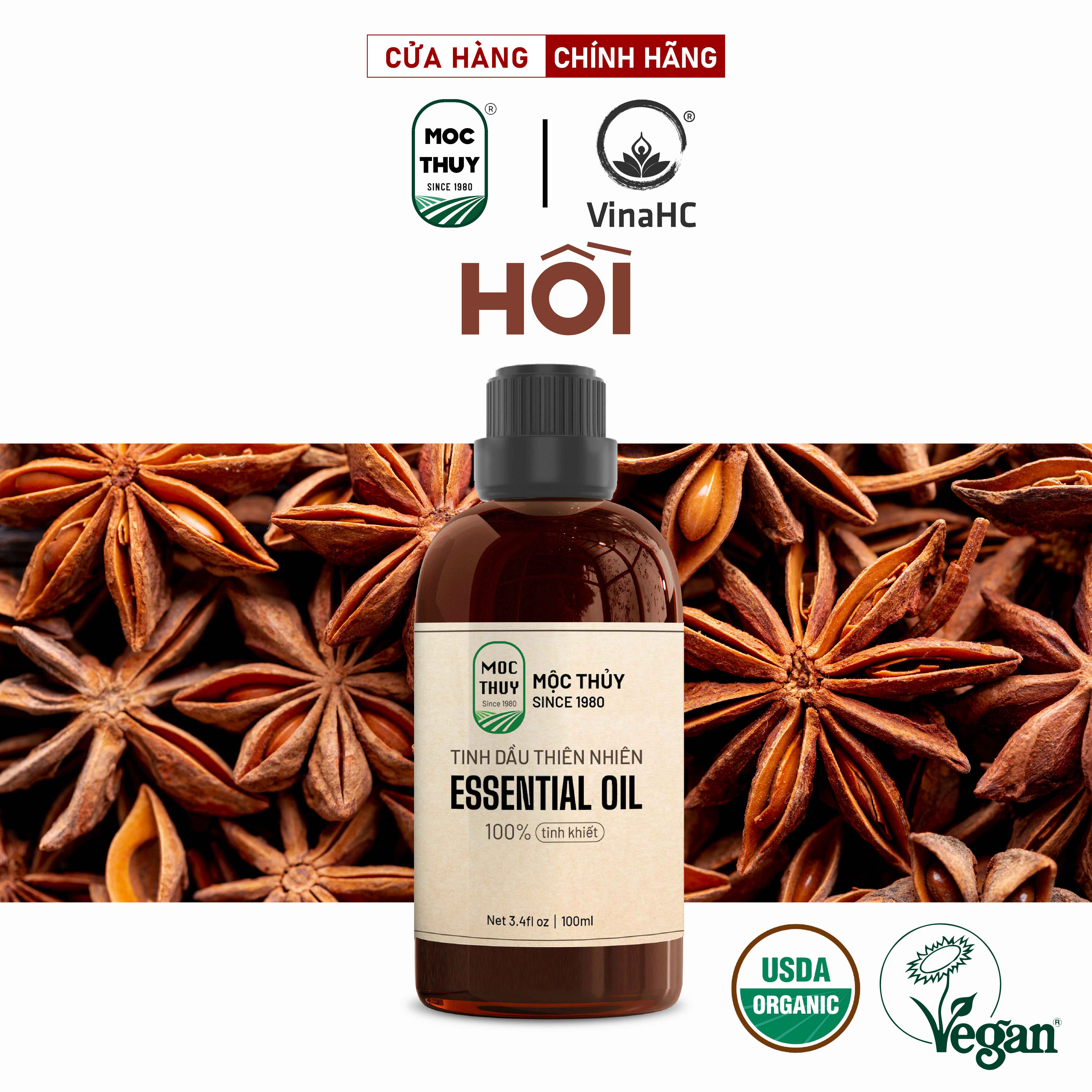 Tinh dầu thiên nhiên Hồi Mộc Thủy - Star anise Essential Oil - Đạt chuẩn chất lượng kiểm định