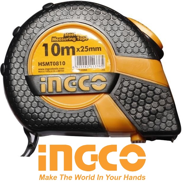 10 mét thước kéo thước cuộn thép nền vàng 10m x 25mm Steel Measuring Tape Ingco HSMT0810