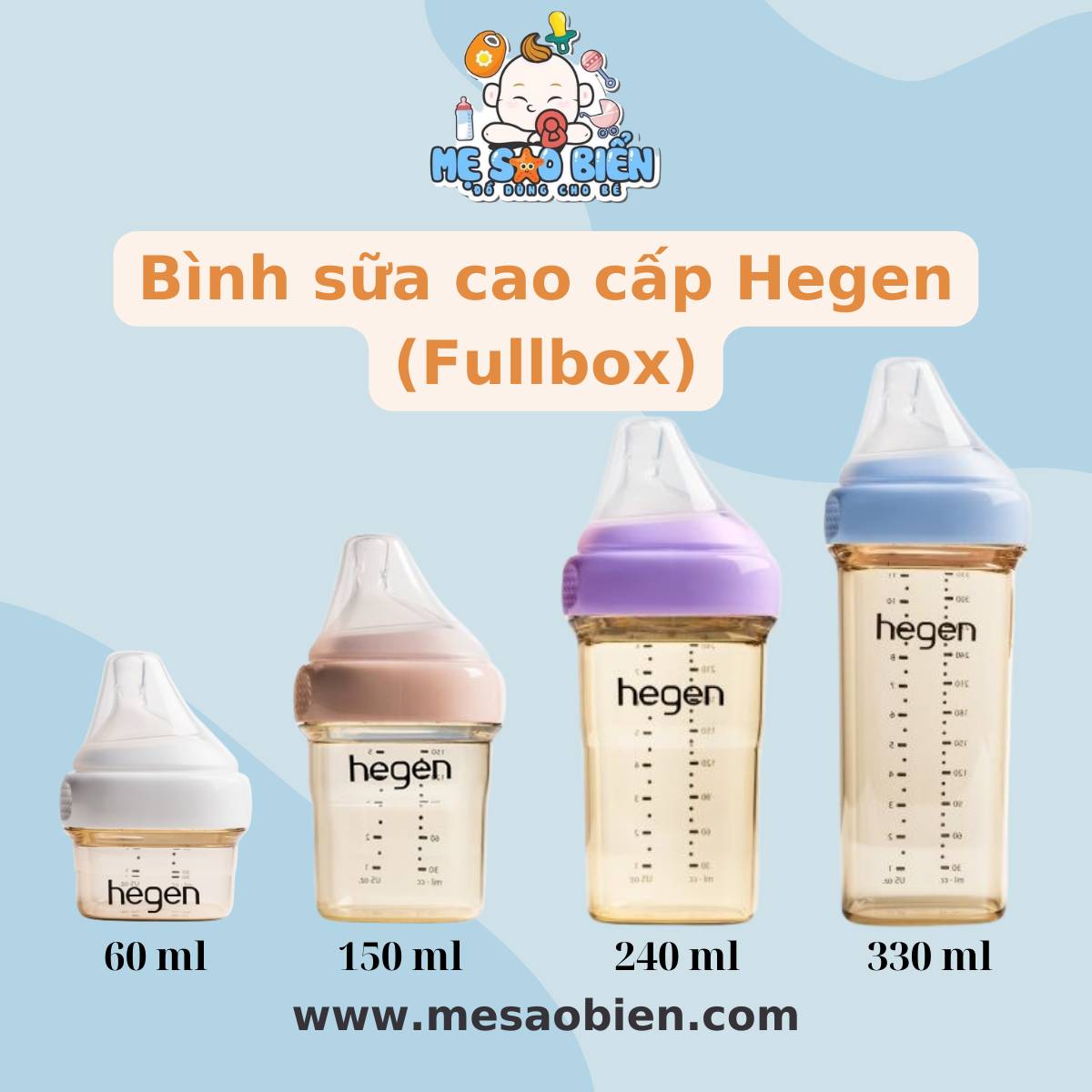 Bình sữa cao cấp HEGEN 60ml 150ml 240ml 330ml (Fullbox)
