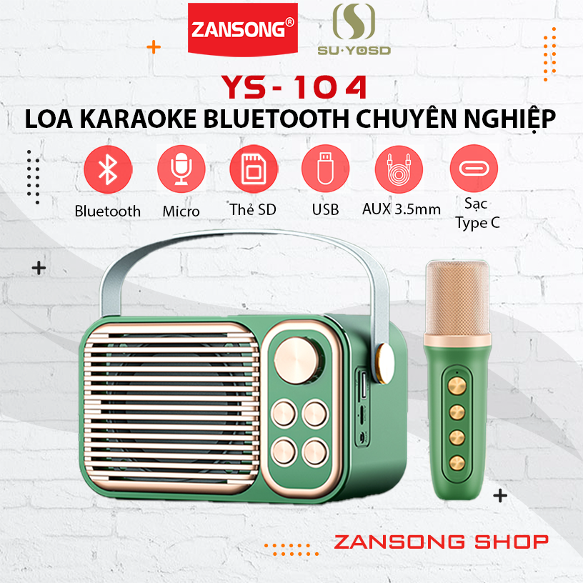Loa Bluetooth Karaoke YS 104 tặng kèm 1 mic siêu hay - Zansong