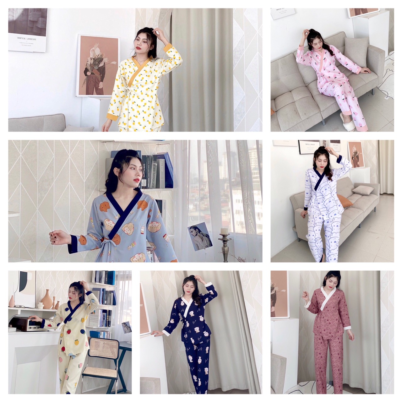 Bộ ngủ pijama tay dài quần dài chất đẹp siêu hót hít
