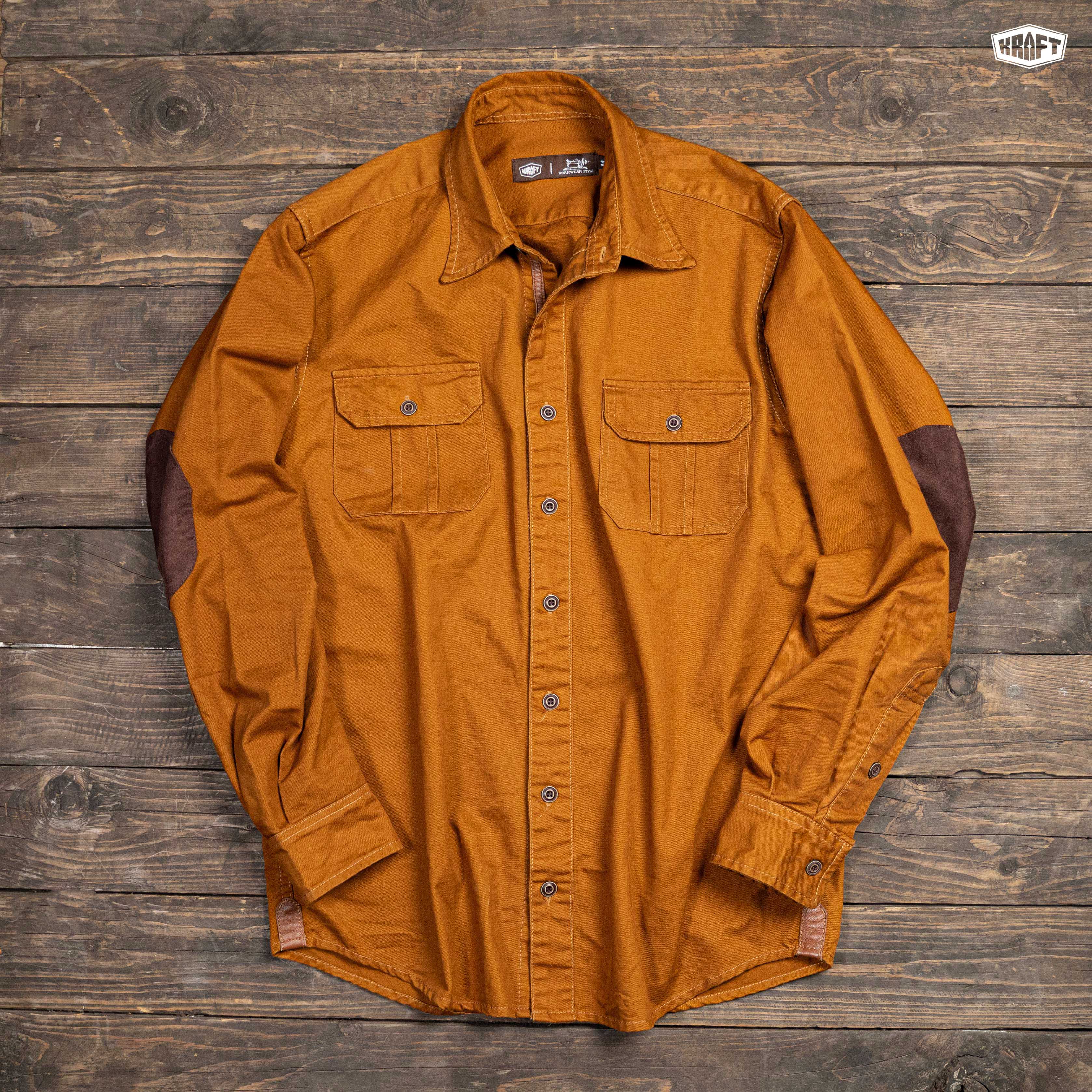 Kraft shirt - áo sơ mi kraft - áo sơ mi kaki phối da