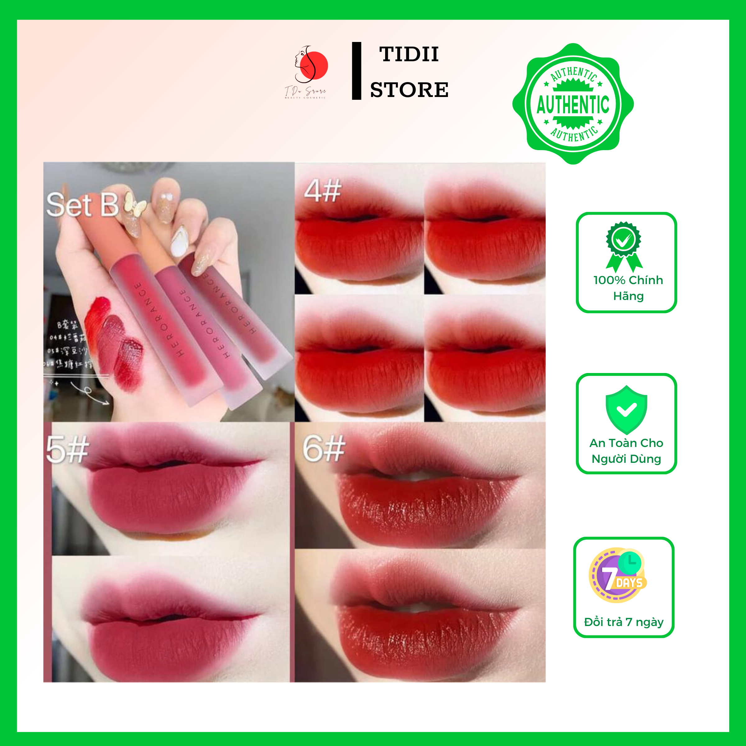 Sét 3 cây son kem lì Hero Orange nội địa Trung