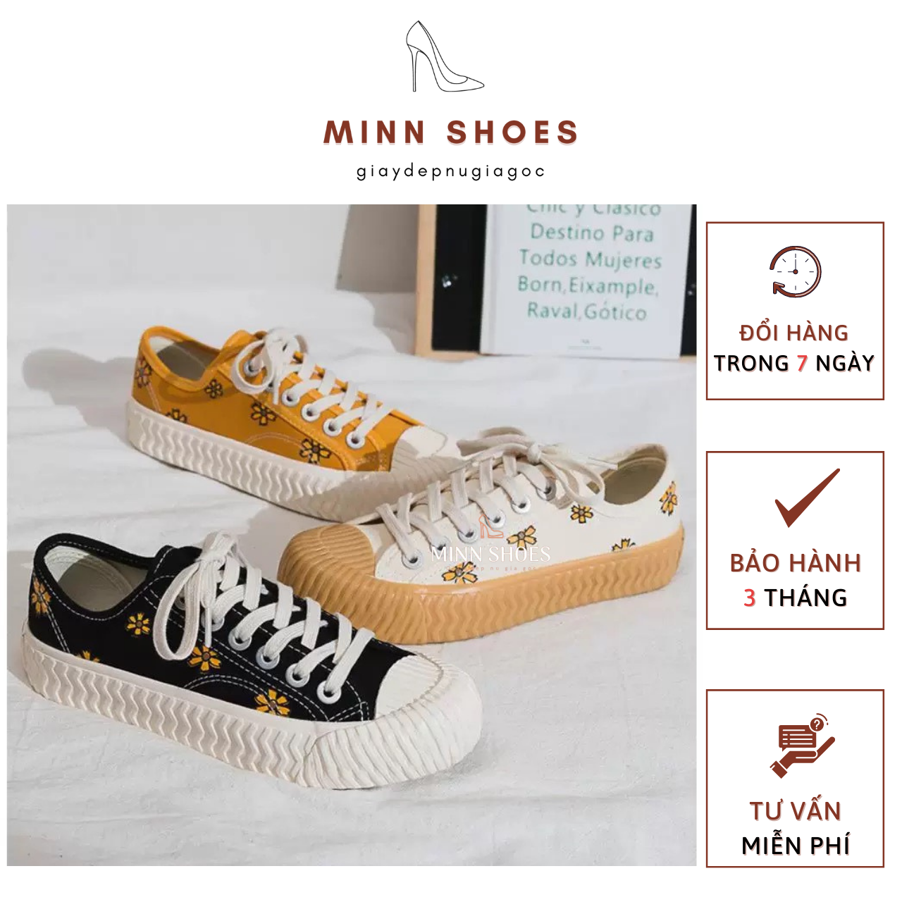 Giày thể thao sneaker vải canvas ulzzang hoa cúc đế màu thời trang