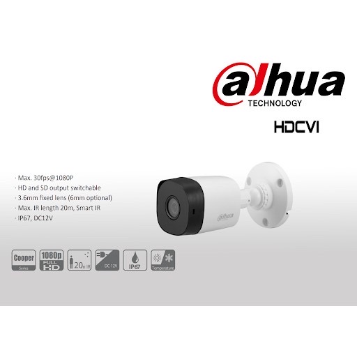 Camera hdcvi hồng ngoại 2.0 megapixel dahua hac-b2a21p