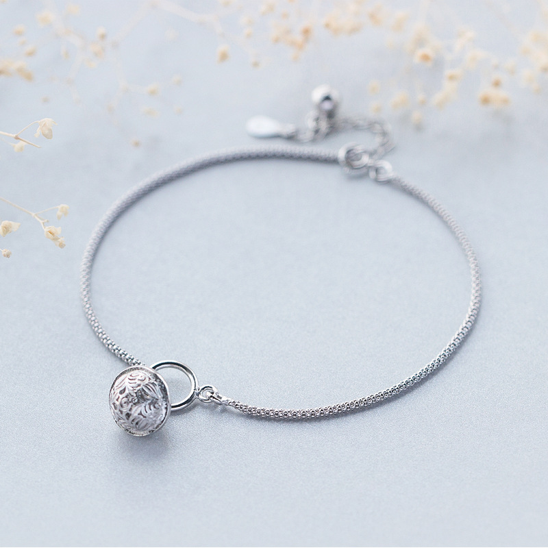 Lắc Chân Bạc Nữ Hạt Bạc Lục Lạc, Lắc Chân Nữ Bằng Bạc Cao Cấp 100% - LC1544 - Bảo Ngọc Jewelry