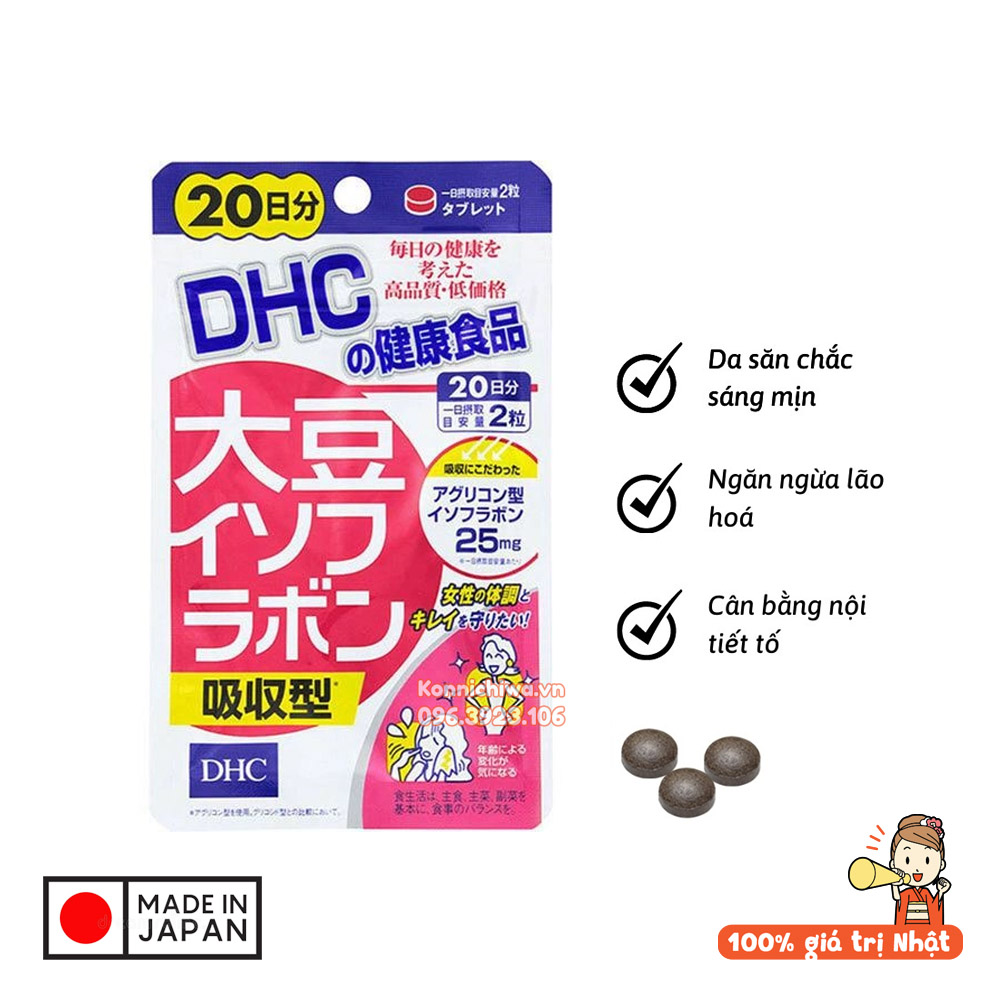 [Hàng Nhật-Chính hãng] Tinh chất mầm đậu nành DHC gói 40 viên 20 ngày | Ổn định nội tiết, tăng cường chức năng sinh lý và sức khỏe, làm đẹp da