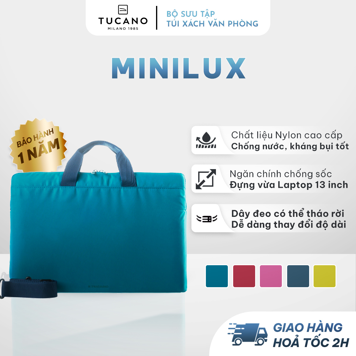 Túi xách Laptop/ Macbook Tucano Minilux thời trang siêu nhẹ 13.3 inch và 14 inch
